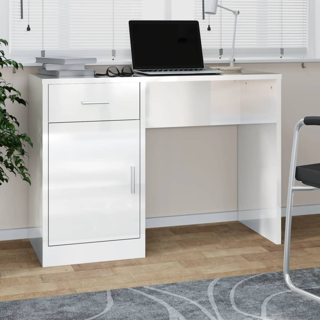 Plywood Desk with Drawer and Cabinet 100x40x73 cm