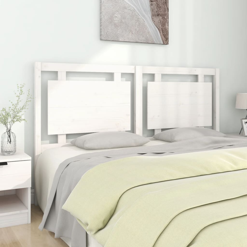 Cabecero cama madera contrachapada blanco brillo 200x1,5x80 cm