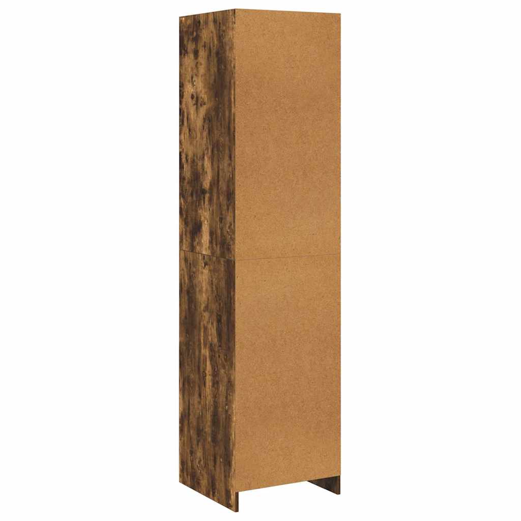 Armario con cajones contrachapado roble ahumado 50x50x200 cm
