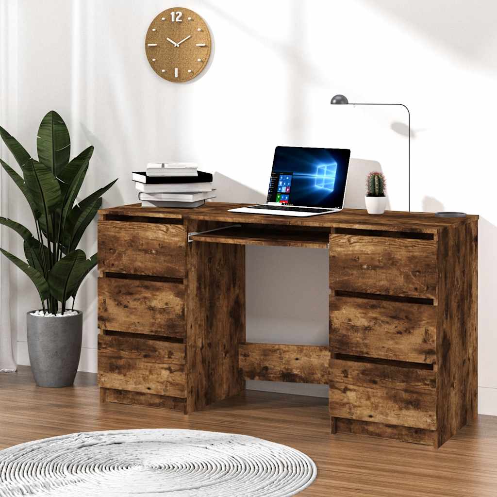 Escritorio de madera contrachapada gris Sonoma 140x50x77 cm