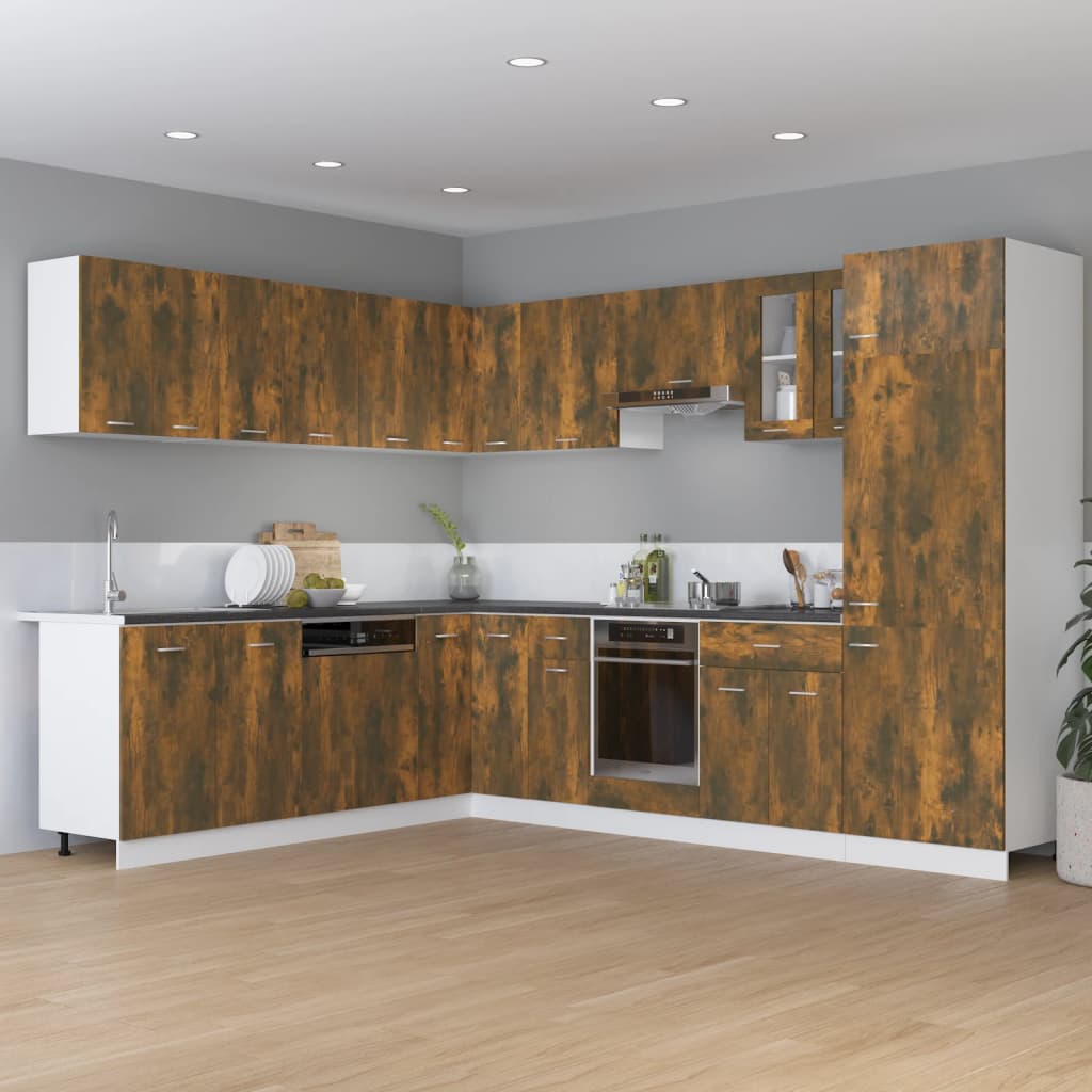 Armario frigorífico "Lyon" de roble ahumado, 60 x 57 x 207 cm, madera de ingeniería,