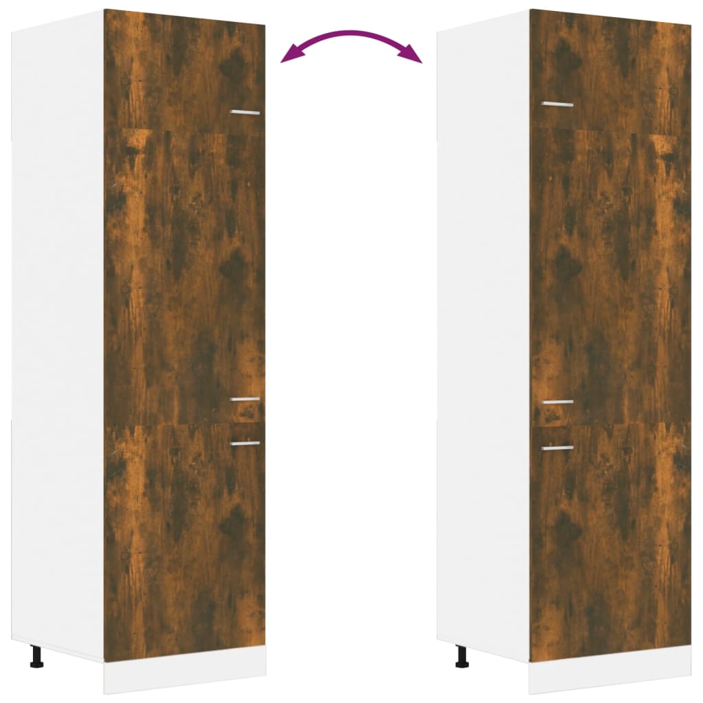 Armario frigorífico "Lyon" de roble ahumado, 60 x 57 x 207 cm, madera de ingeniería,