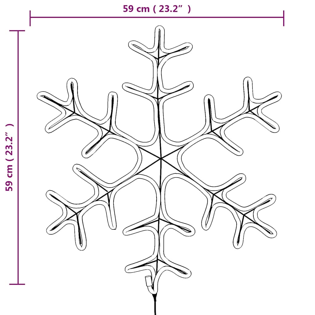 Figura de Navidad copo de nieve 144 LEDs blanco cálido 59x59 cm