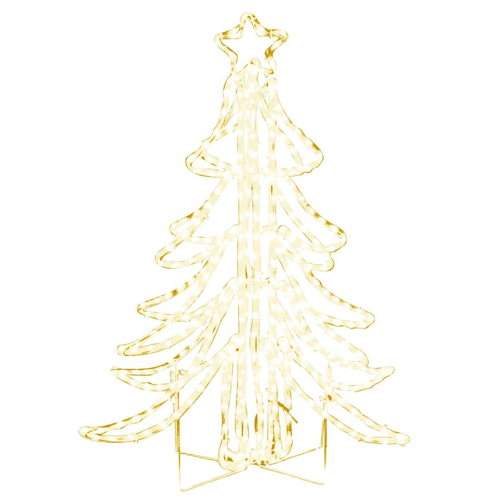 Figura árbol Navidad plegable 3 pzas blanco cálido 87x87x93 cm