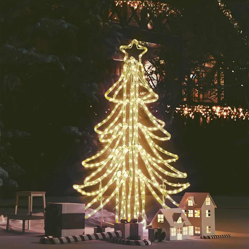 Figura árbol Navidad plegable 3 pzas blanco cálido 87x87x93 cm