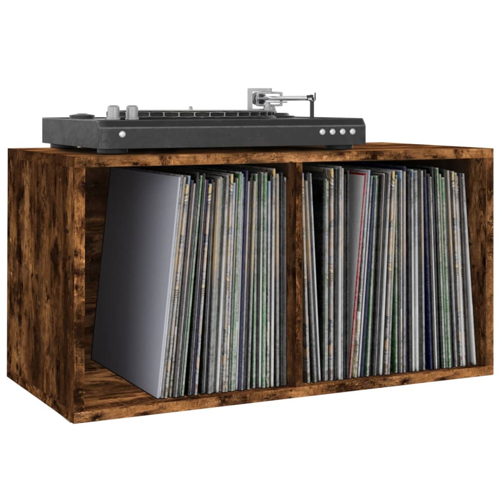 Caja para discos de vinilo contrachapado color roble 71x34x36cm