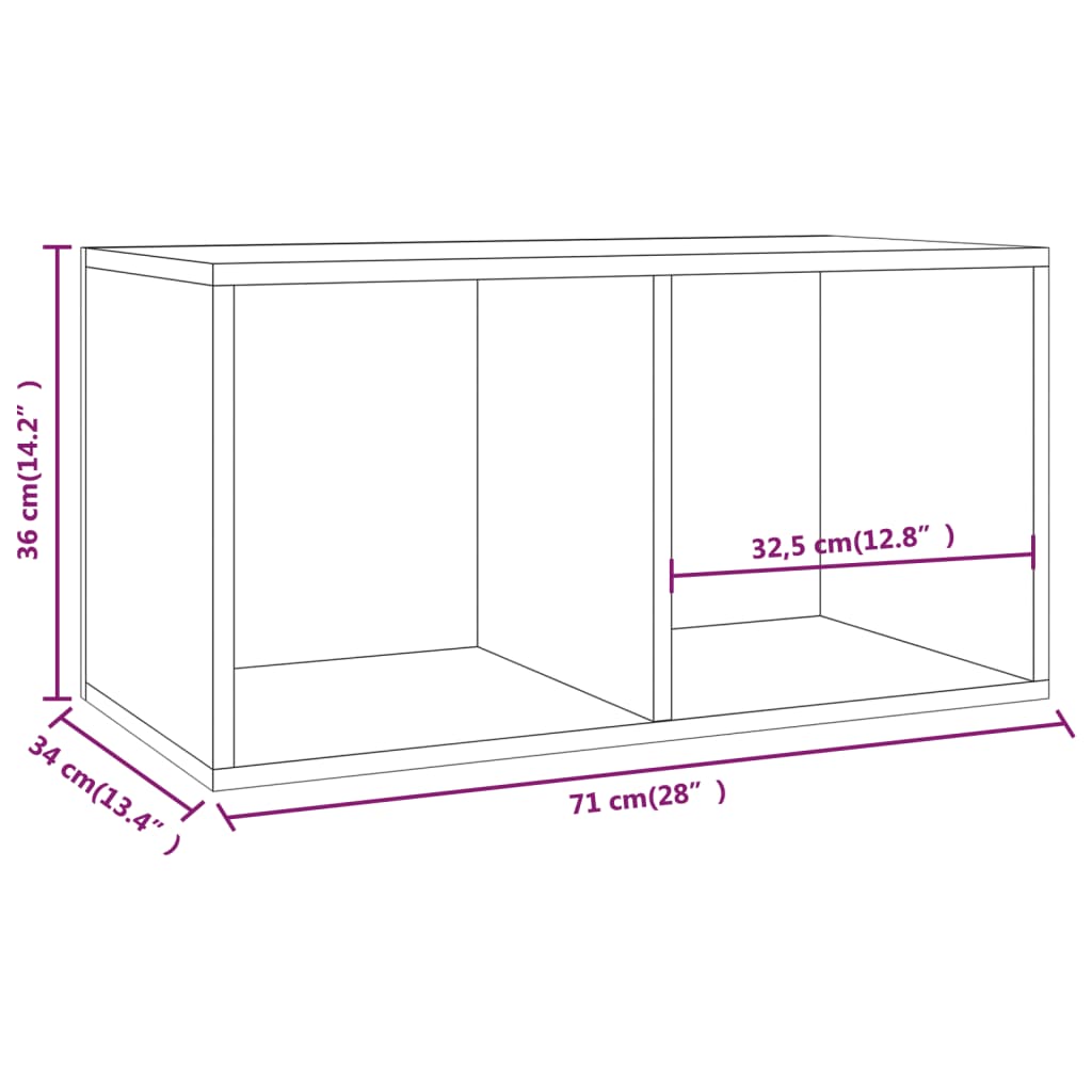 Caja para discos de vinilo contrachapado color roble 71x34x36cm