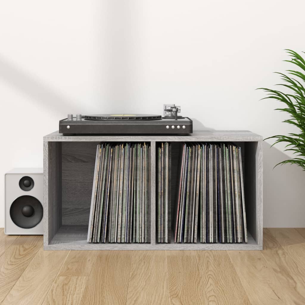 Caja para discos de vinilo contrachapado color roble 71x34x36cm
