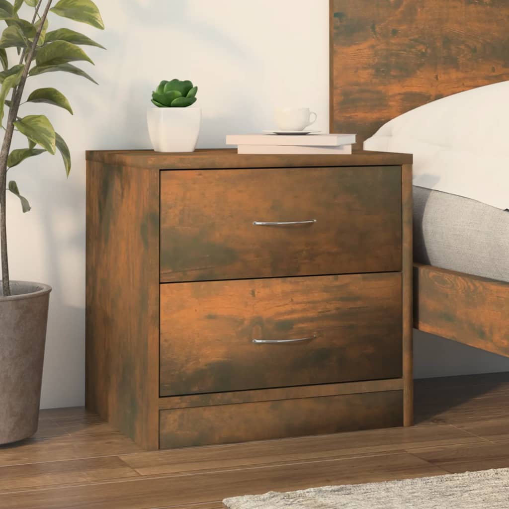Mesita de noche madera contrachapada roble ahumado 40x30x40 cm