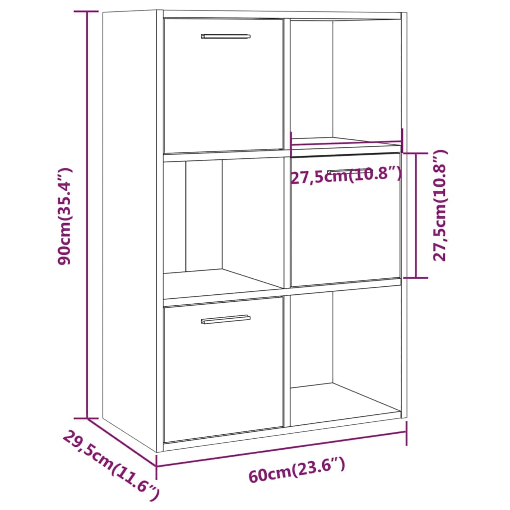 Mueble de almacenaje gris Sonoma 60x29,5x90 cm