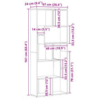 Estantería de madera contrachapada gris Sonoma 67x24x161 cm