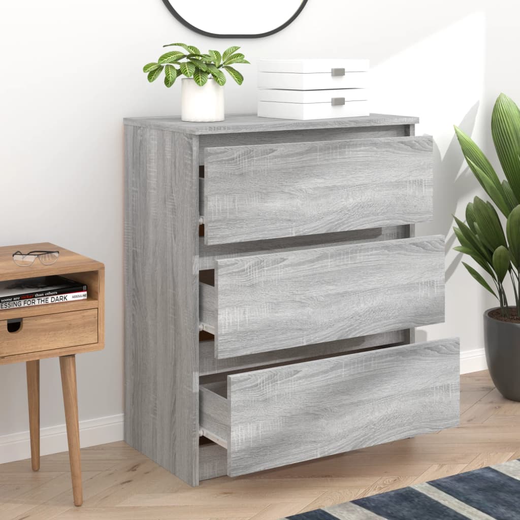 Aparador de madera contrachapada gris Sonoma 60x35x76 cm