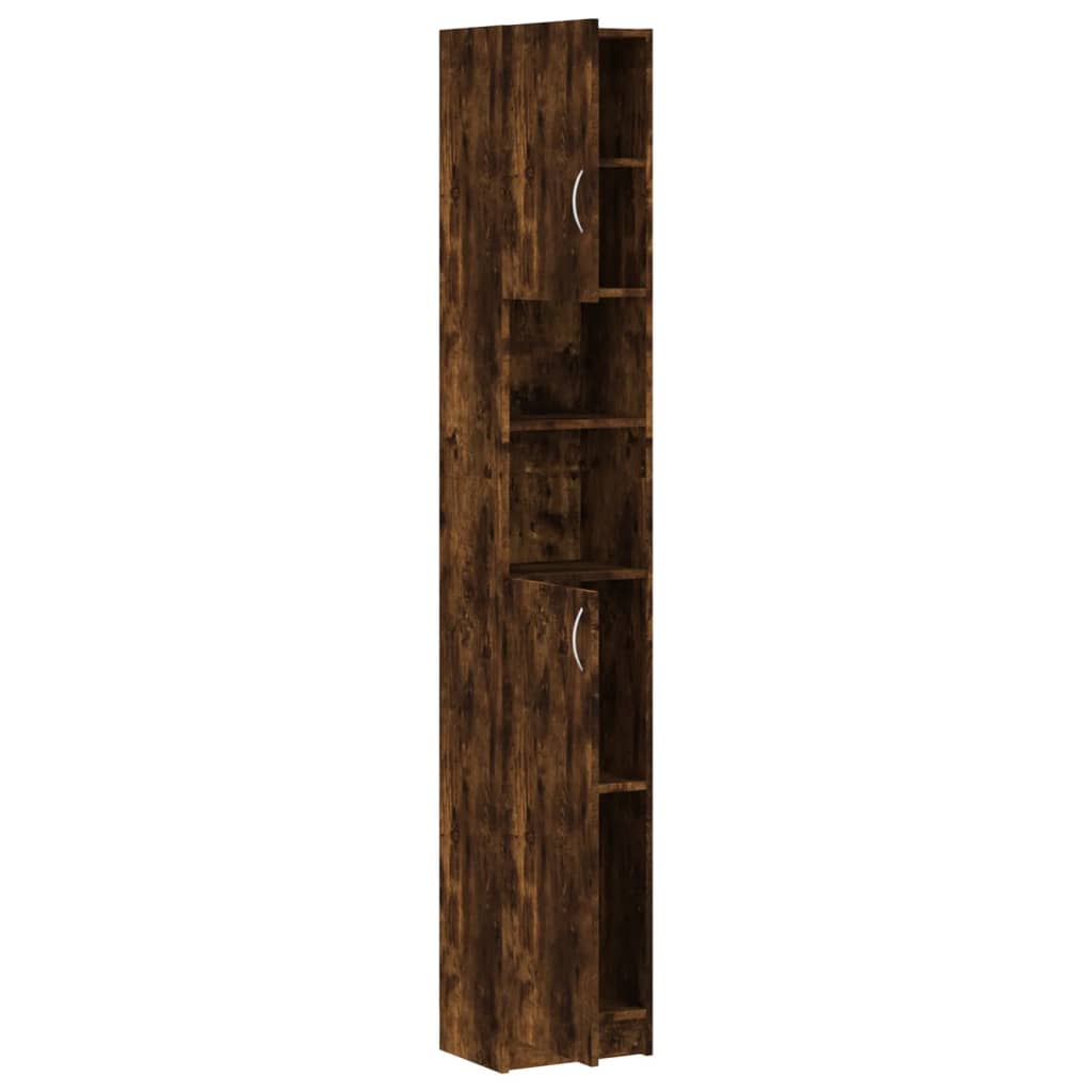 Armario baño madera de ingeniería roble ahumado 32x25,5x190 cm