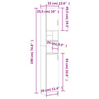 Armario baño madera de ingeniería roble ahumado 32x25,5x190 cm