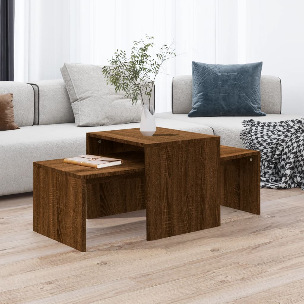 Set mesa de centro madera de ingeniería gris Sonoma 100x48x40c