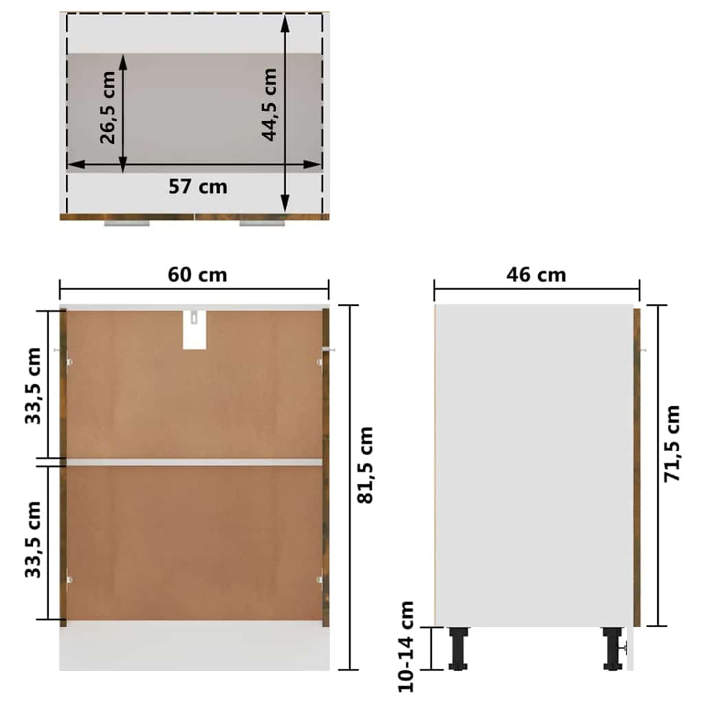 Armario bajo "Lyon" roble ahumado 60x46x81,5 cm Madera de ingeniería