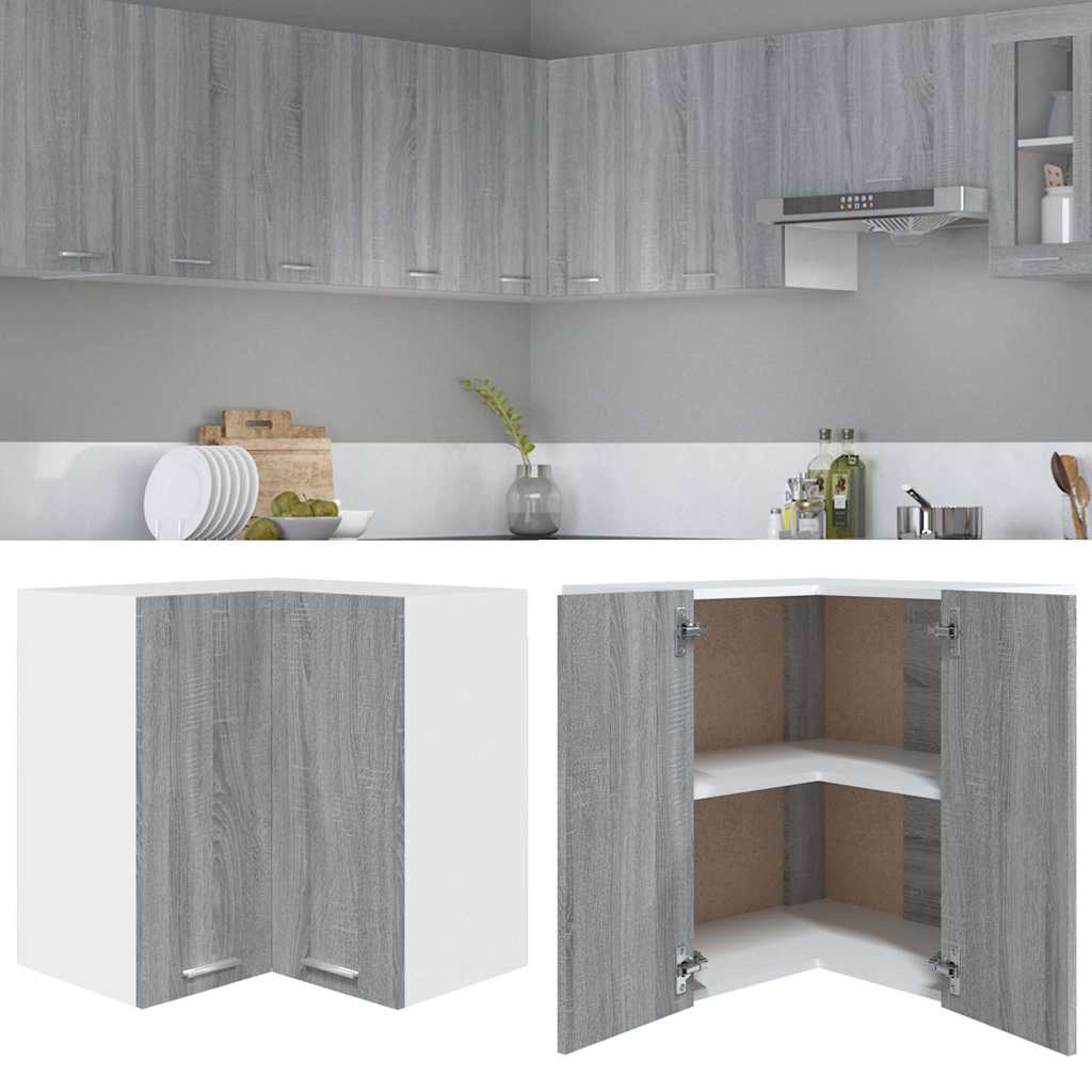 Armario esquinero colgante "Lyon" de madera vieja, 57 x 57 x 60 cm, madera de ingeniería