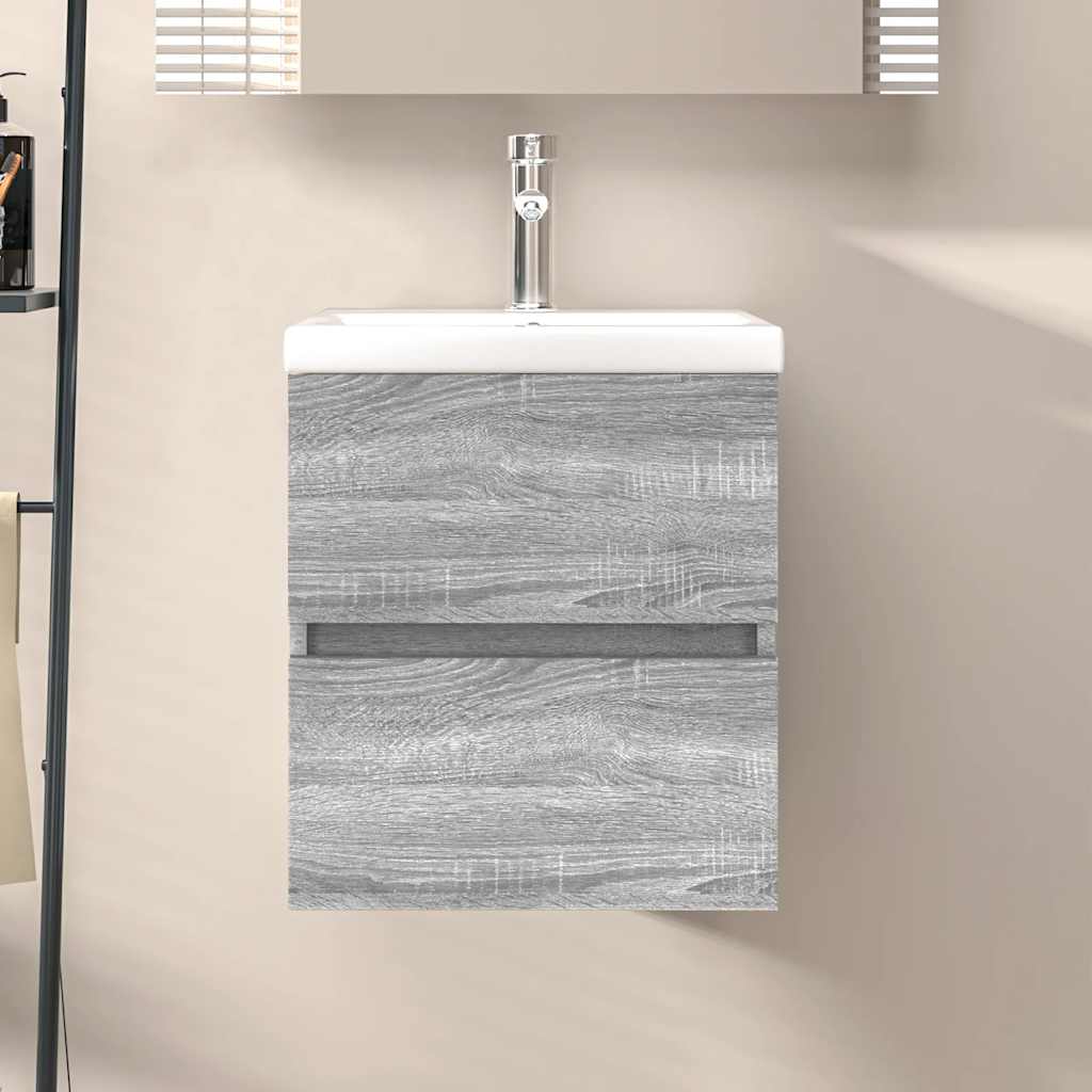 Mueble de lavabo madera de ingeniería gris Sonoma 100x38,5x45cm