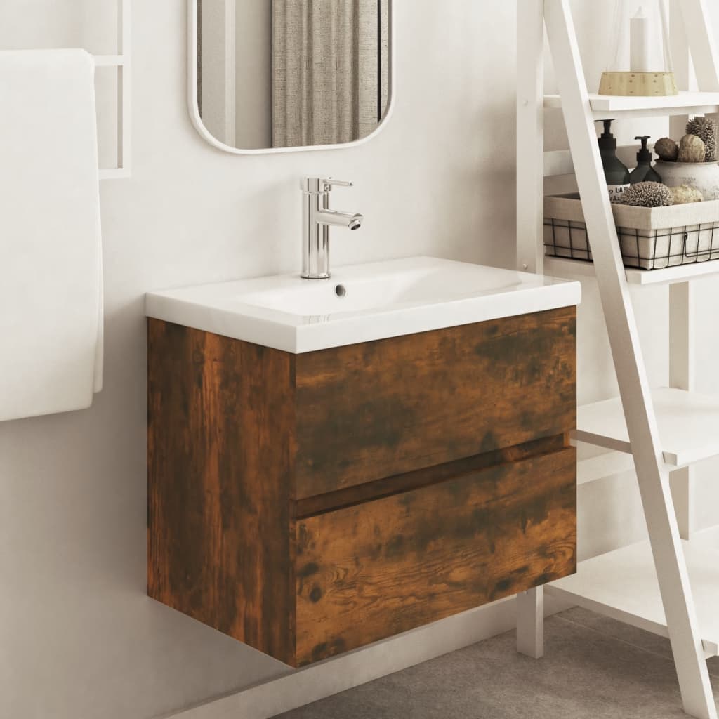 Armario para lavabo madera de ingeniería blanco 63x29x55 cm
