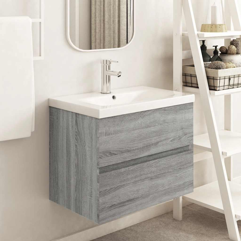 Mueble de lavabo madera de ingeniería gris Sonoma 100x38,5x45cm