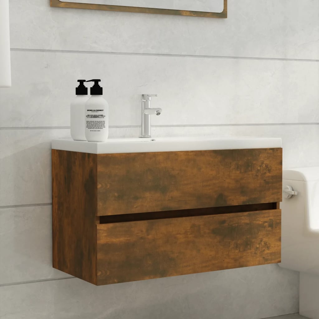 Armario lavabo madera contrachapada roble Sonoma 90x38,5x45 cm