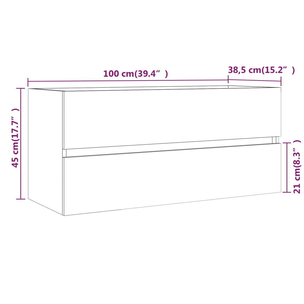 Mueble de lavabo madera de ingeniería gris Sonoma 100x38,5x45cm