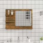 Espejo de baño madera contrachapada roble ahumado 40x10,5x37 cm