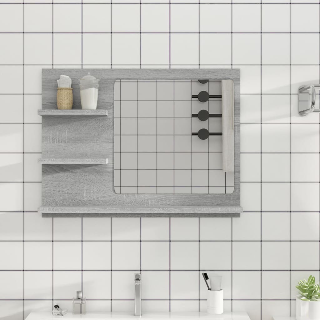 Espejo de baño madera contrachapada gris Sonoma 40x10,5x37 cm
