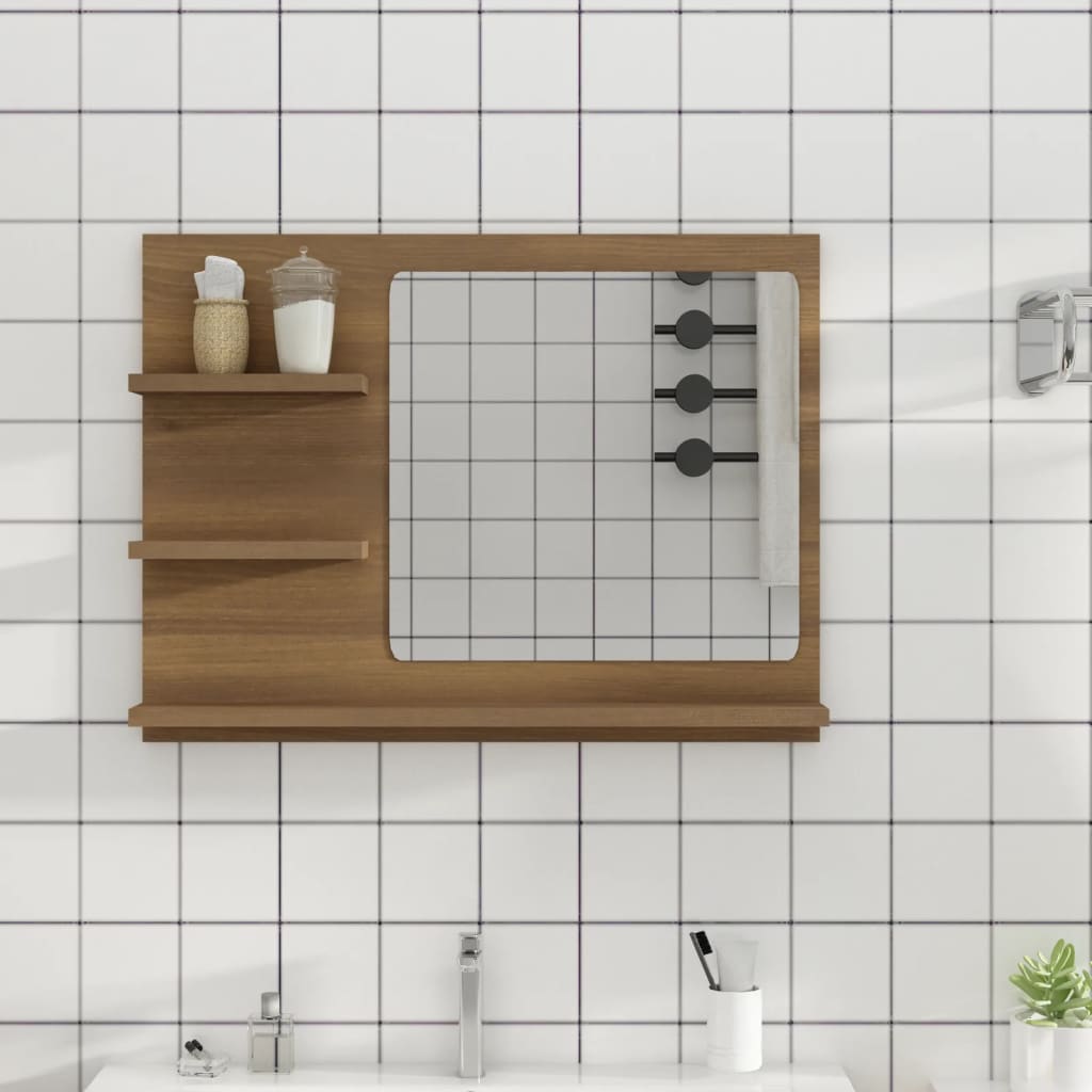 Espejo de baño madera contrachapada gris Sonoma 40x10,5x37 cm