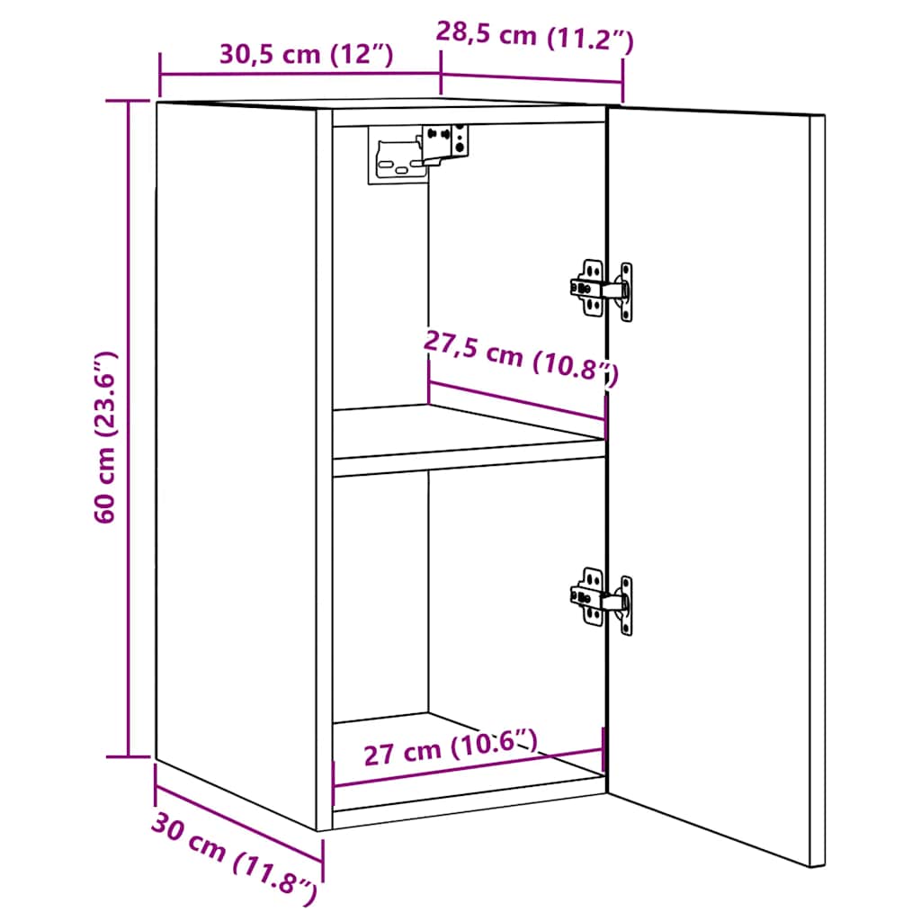 Mueble para TV madera contrachapada roble ahumado 30,5x30x60 cm