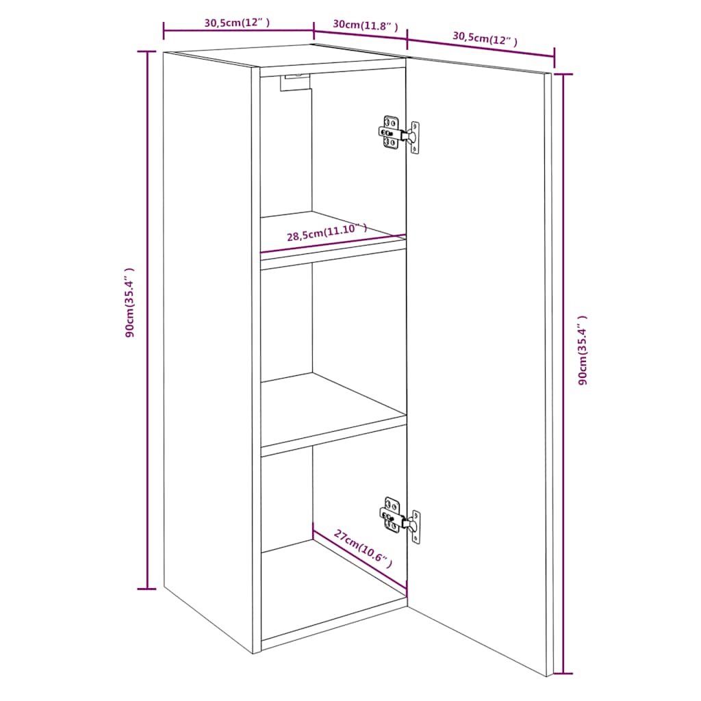 Mueble de TV 2 uds madera ingeniería gris Sonoma 30,5x30x90 cm