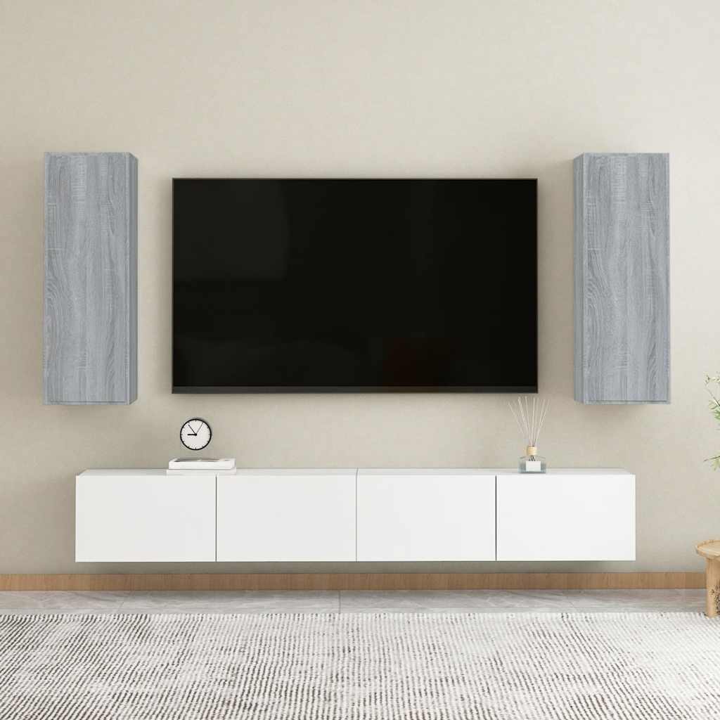 Mueble de TV 2 uds madera ingeniería gris Sonoma 30,5x30x90 cm