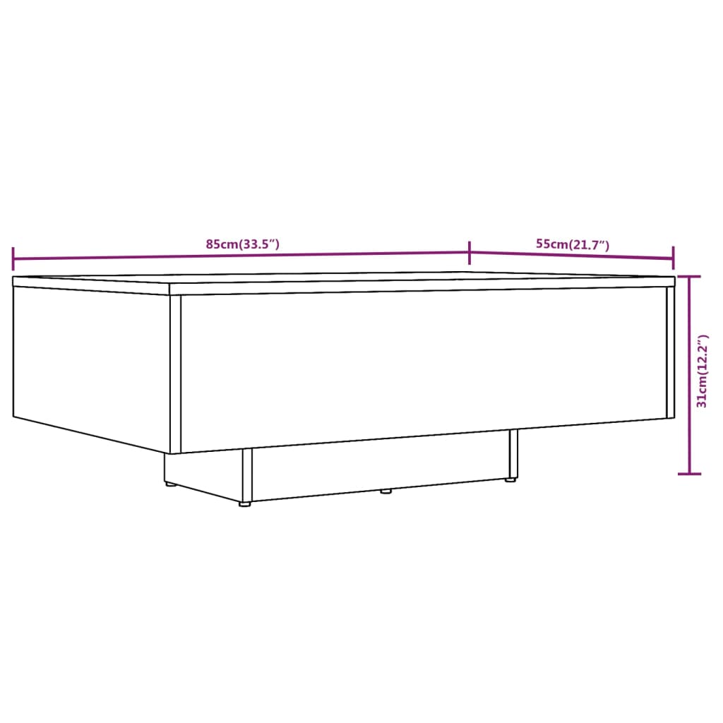 Mesa de centro madera contrachapada roble ahumado 85x55x31 cm