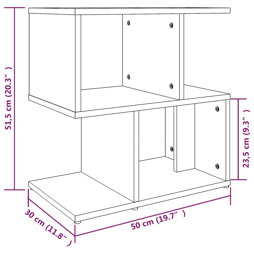 Mesita de noche madera contrachapada gris Sonoma 50x30x51,5 cm