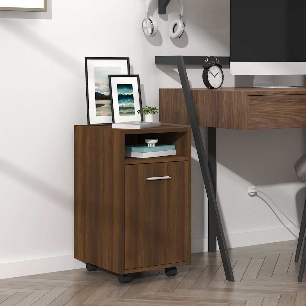 Grey plywood auxiliary cabinet with wheels 33x38x60 cm