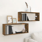Estantes cúbicos de pared 2 uds madera gris Sonoma 60x15x23 cm