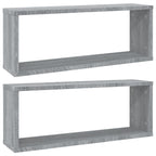 Estantes cúbicos de pared 2 uds madera gris Sonoma 60x15x23 cm