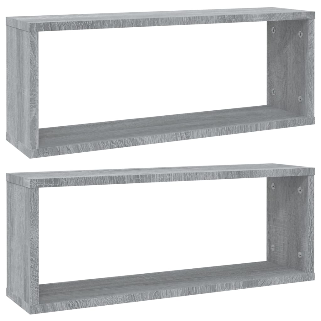 Estantes cúbicos de pared 2 uds madera gris Sonoma 60x15x23 cm