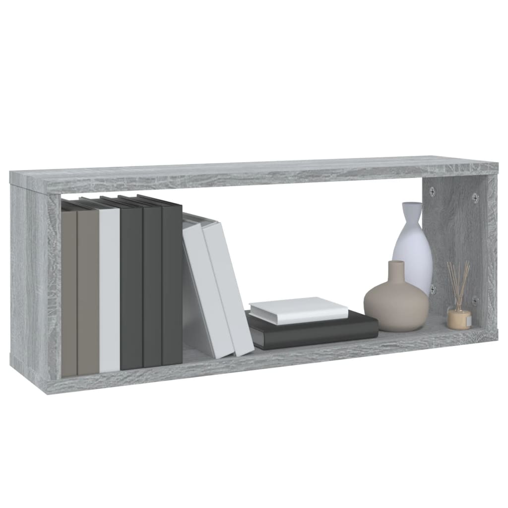 Estantes cúbicos de pared 2 uds madera gris Sonoma 60x15x23 cm