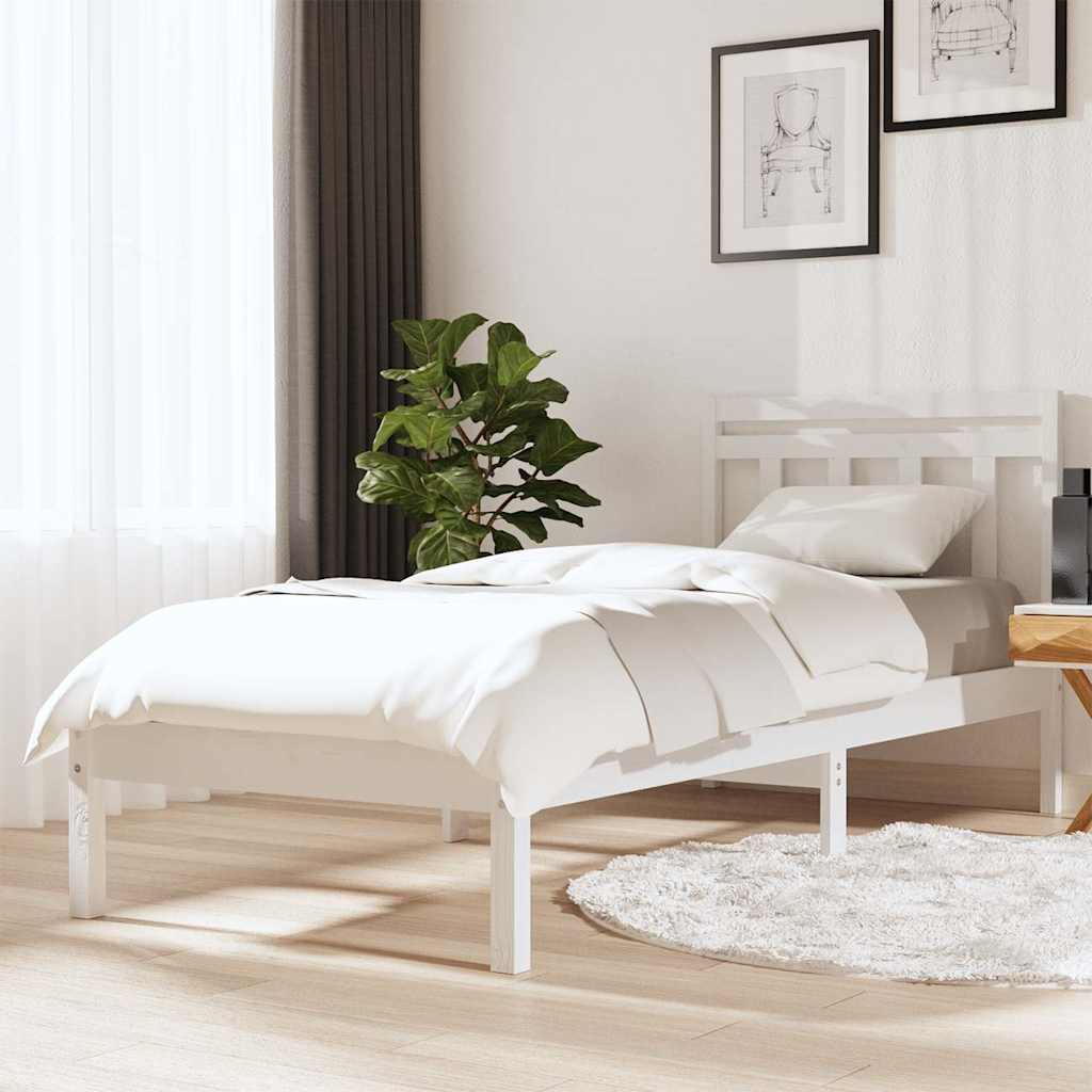 Estructura cama de madera maciza blanca super king 180x200 cm