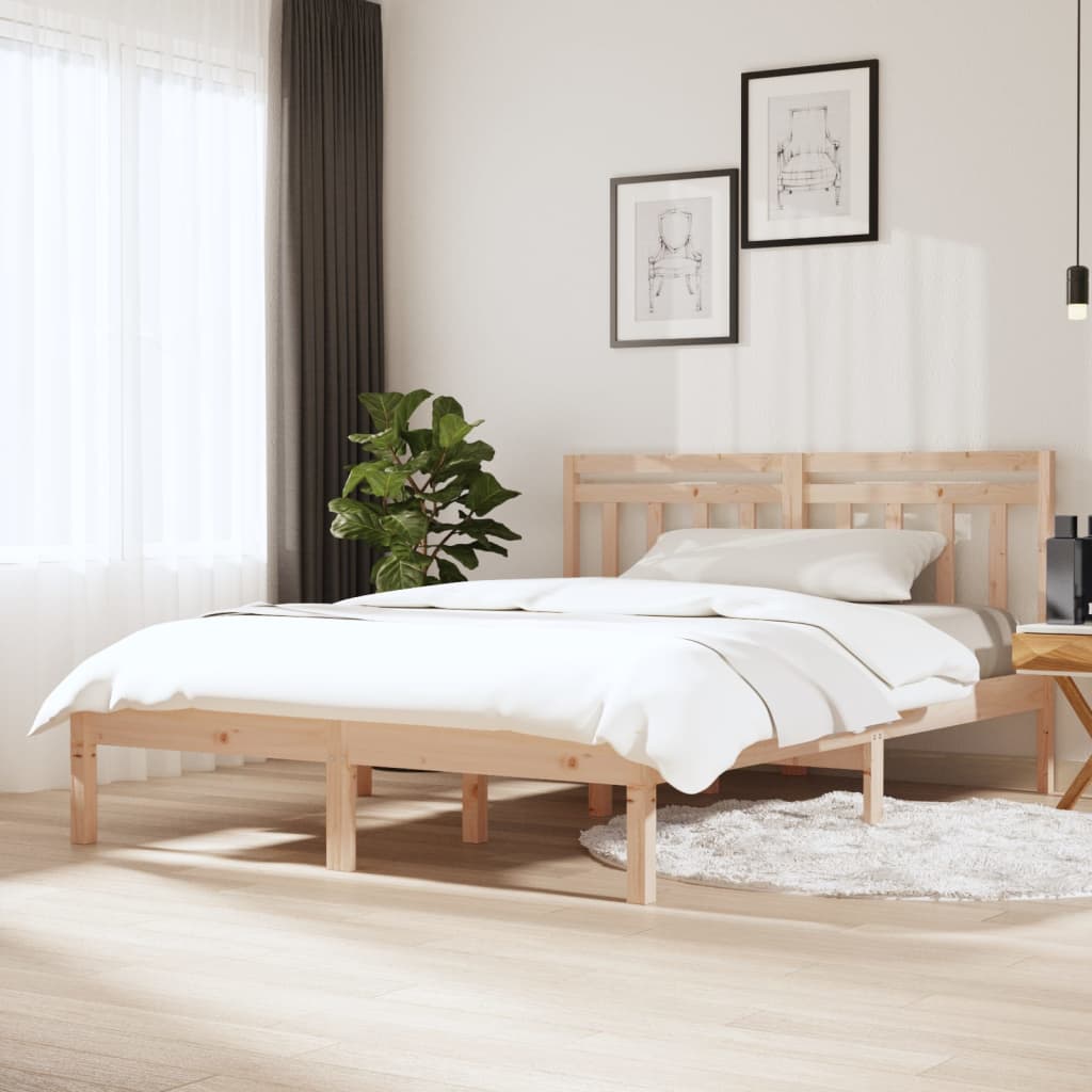 Estructura cama de madera maciza blanca super king 180x200 cm