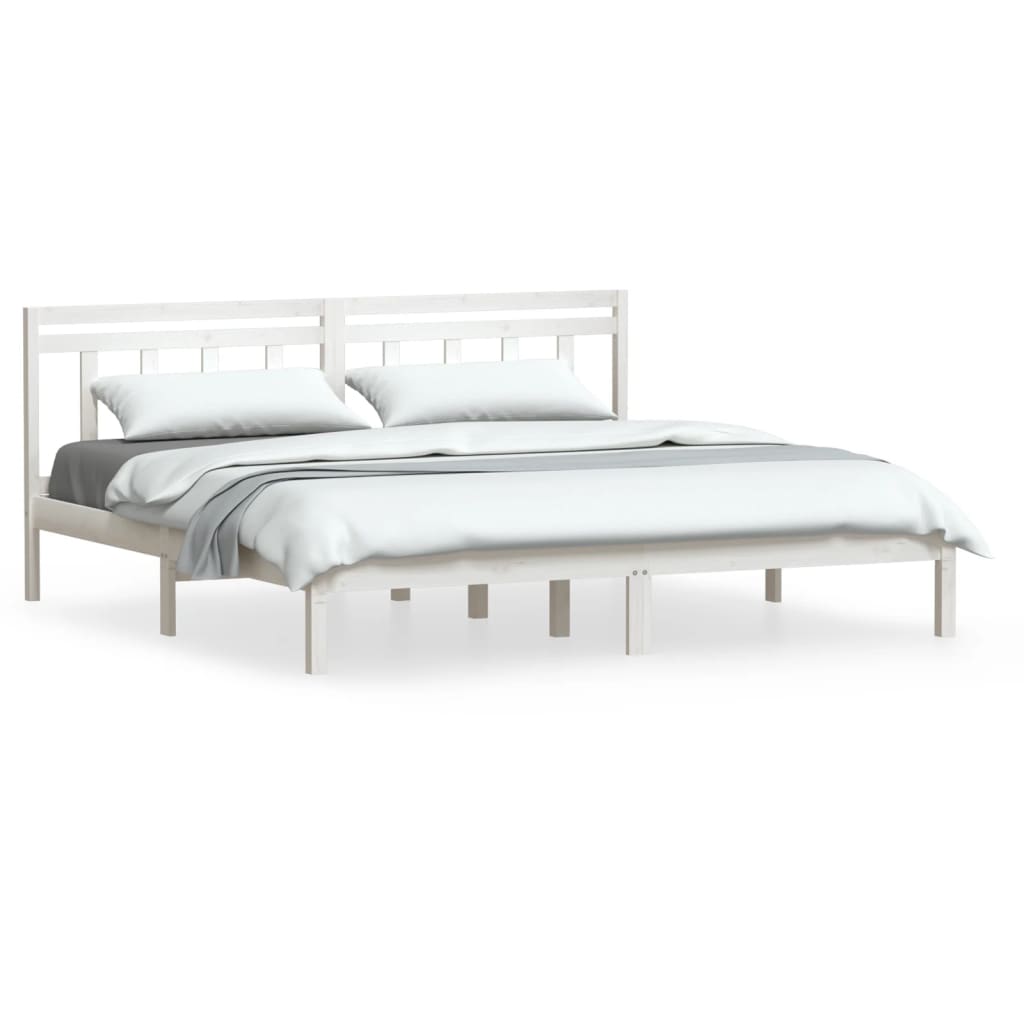 Estructura cama de madera maciza blanca super king 180x200 cm