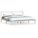 Estructura cama de madera maciza blanca super king 180x200 cm