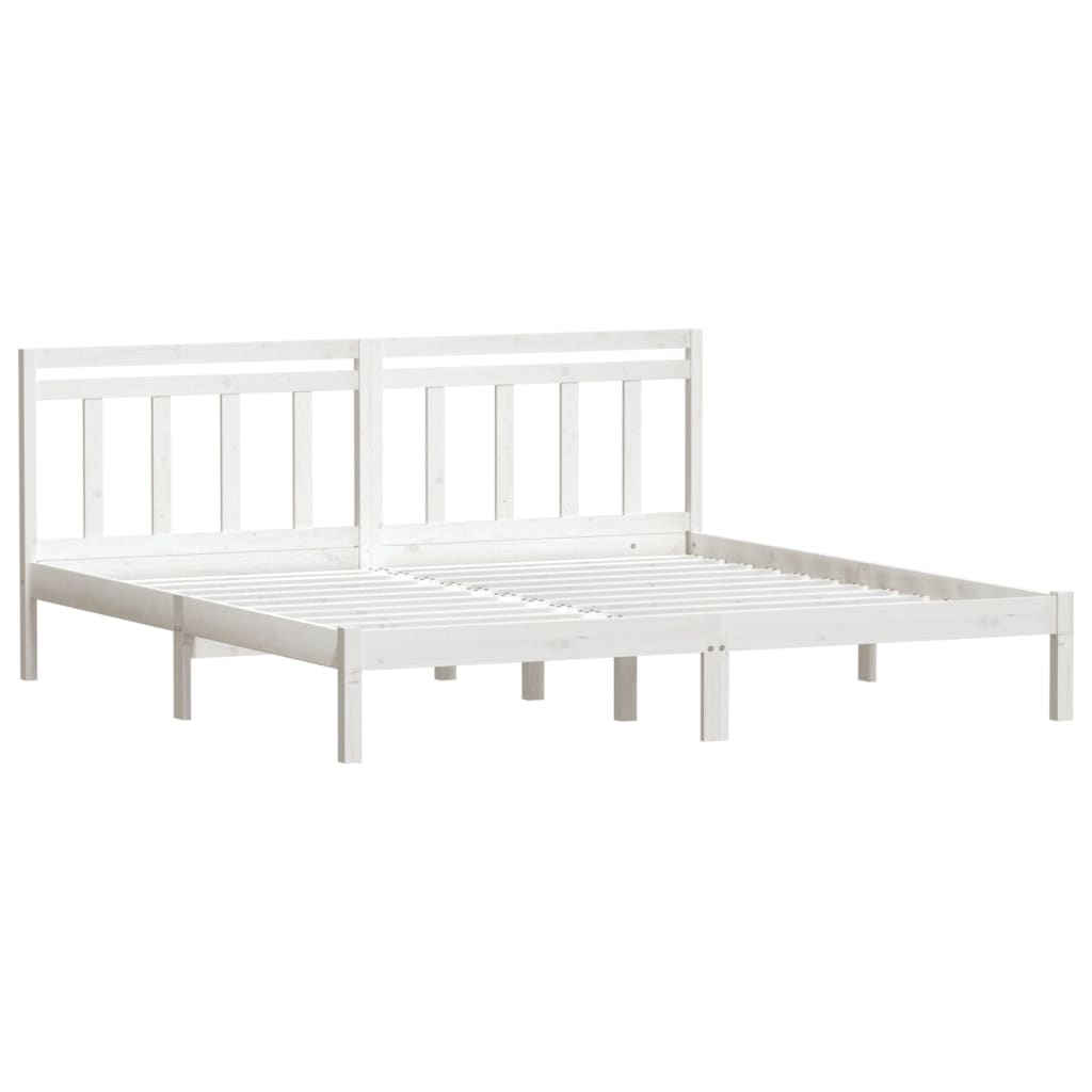 Estructura cama de madera maciza blanca super king 180x200 cm