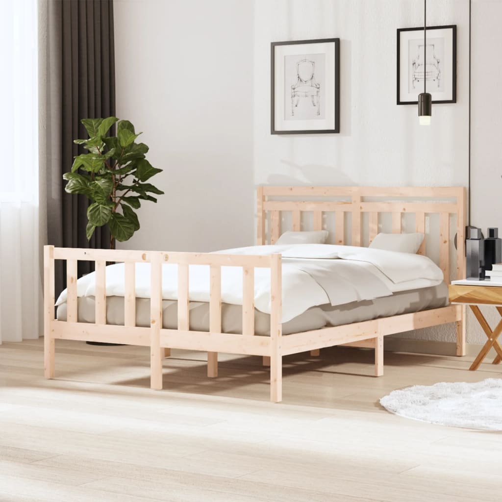 Estructura cama de madera maciza blanca super king 180x200 cm