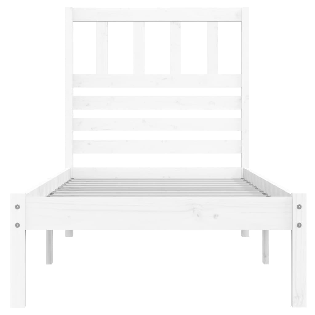 Estructura de cama sin colchón madera maciza blanca 75x190 cm