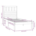 Estructura de cama sin colchón madera maciza blanca 75x190 cm