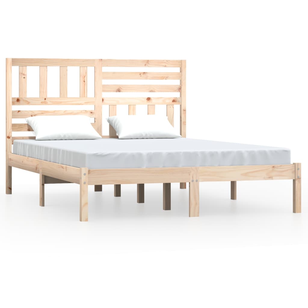 Estructura de cama sin colchón madera maciza pino 140x190 cm