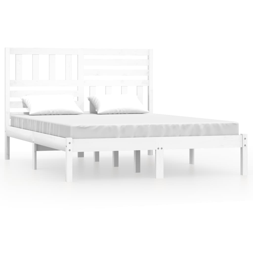 Estructura cama doble sin colchón madera pino blanco 140x190 cm