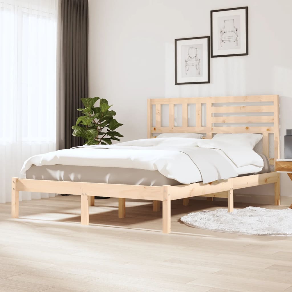Estructura de cama sin colchón madera maciza de pino 160x200 cm